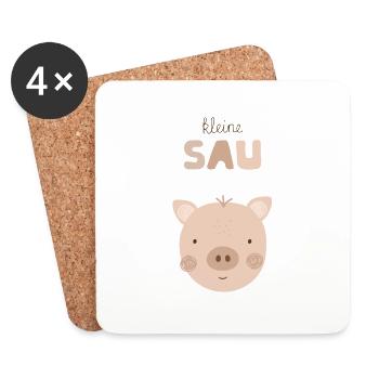 Little sow beige children's decoration children's birthday party - Coasters (set of 4) - white - Front