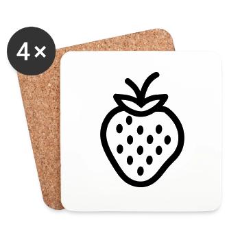 fraise - Dessous de verre (lot de 4) - blanc - Devant