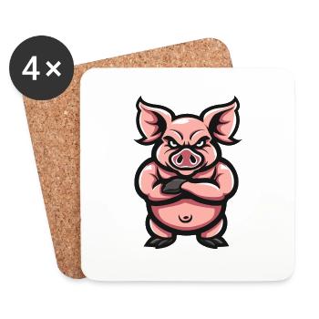 Cochon - Dessous de verre (lot de 4) - blanc - Devant