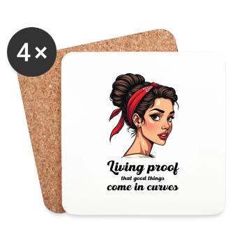 Living proof that good things come in curves. - Coasters (set of 4) - white - Front