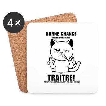 Traitre bonne chance - Dessous de verre (lot de 4) - blanc - Devant