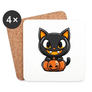 Katze Halloween Kater - Untersetzer (4er-Set) - Weiß - Vorne