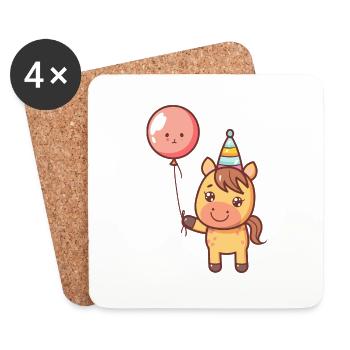 Pferd Geburtstag Baby - Untersetzer (4er-Set) - Weiß - Vorne