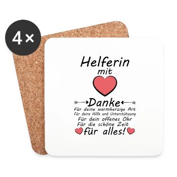 Danke für deine helfende Hand Helferin mit Herz - Untersetzer (4er-Set) - Weiß - Vorne