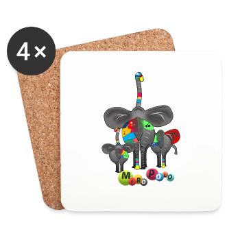 Elefant - Untersetzer (4er-Set) - Weiß - Vorne