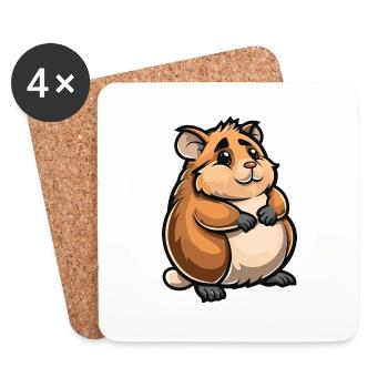 Bande dessinée Hamster - Dessous de verre (lot de 4) - blanc - Devant