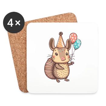 Armadillo Birthday Baby - Coasters (set of 4) - white - Front