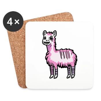 Alpaka Llama Halloween Comic Lustig - Untersetzer (4er-Set) - Weiß - Vorne