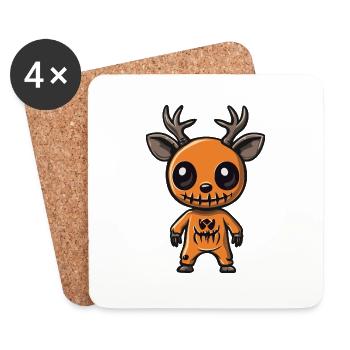 Cerf Halloween Drôle Zombie - Dessous de verre (lot de 4) - blanc - Devant