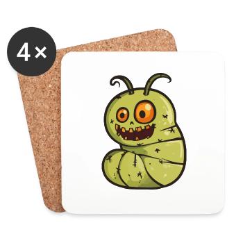 Wurm Halloween Lustig Zombie - Untersetzer (4er-Set) - Weiß - Vorne