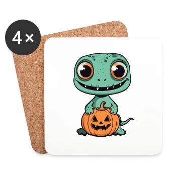 Lizard Halloween Funny Zombie - Coasters (set of 4) - white - Front