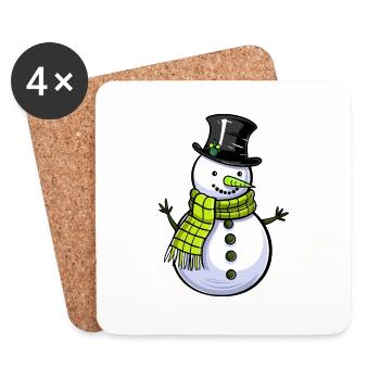 bonhomme de neige hiver neige - Dessous de verre (lot de 4) - blanc - Devant