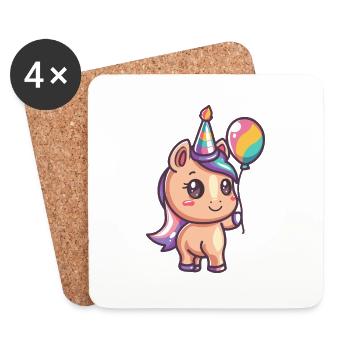 Bande dessinée d’anniversaire de cheval - Dessous de verre (lot de 4) - blanc - Devant