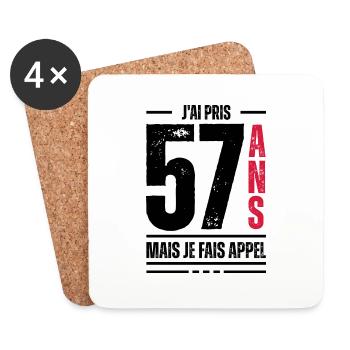 jai 57 ans / t-shirt 57 ans / cadeau 57 ans - Dessous de verre (lot de 4) - blanc - Devant