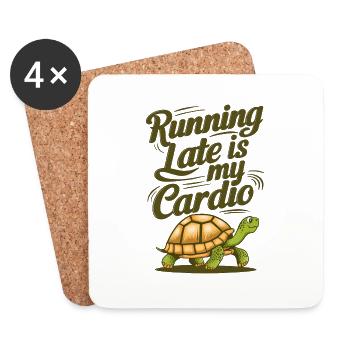 Running Late Is My Cardio - Coasters (set of 4) - white - Front