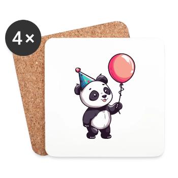 Panda Anniversaire Bande Dessinée - Dessous de verre (lot de 4) - blanc - Devant