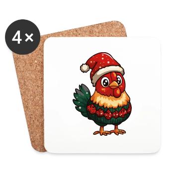 Rooster Christmas - Coasters (set of 4) - white - Front
