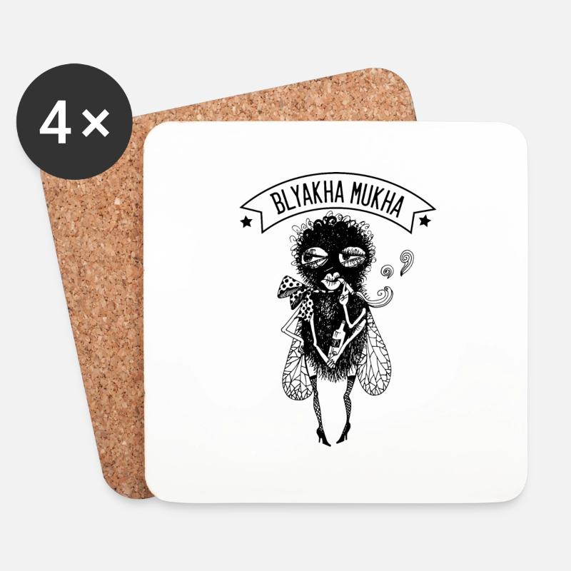 Blyakha Mukha print RusSoul Design - Untersetzer (4er-Set) - Weiß