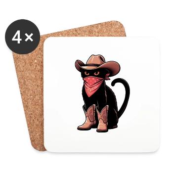 Cowboy-Katze - Untersetzer (4er-Set) - Weiß - Vorne