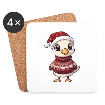 Noël de l’oie - Dessous de verre (lot de 4) - blanc - Devant