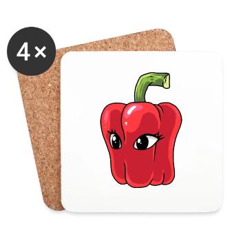 Paprika Piment Pepperoni Épices - Dessous de verre (lot de 4) - blanc - Devant