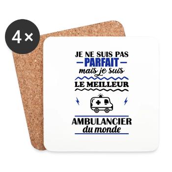 Pas parfait mais meilleur ambulancier du monde - Dessous de verre (lot de 4) - blanc - Devant