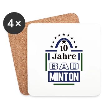 10 Jahre Badminton Jubiläum Badmintonspieler Jubi - Untersetzer (4er-Set) - Weiß - Vorne