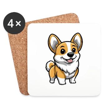 Corgi Hund Comic Niedlich - Untersetzer (4er-Set) - Weiß - Vorne