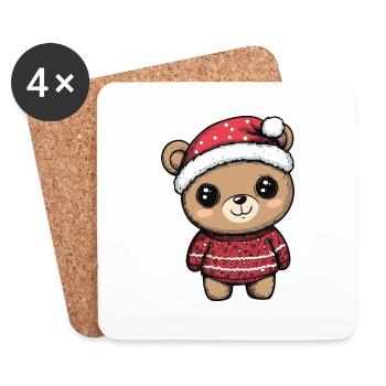 Bear Christmas Comic - Coasters (set of 4) - white - Front
