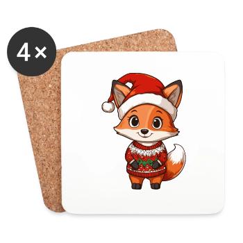 Fox Christmas Comic - Coasters (set of 4) - white - Front