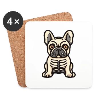 Buldog Français Chien Halloween Drôle - Dessous de verre (lot de 4) - blanc - Devant