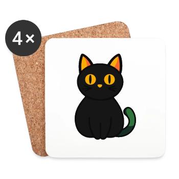 Cat Halloween Funny Cat - Coasters (set of 4) - white - Front