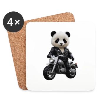 Biker Panda - Coasters (set of 4) - white - Front