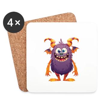 Petit monstre - Dessous de verre (lot de 4) - blanc - Devant