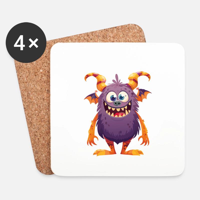 Kleines Monster - Untersetzer (4er-Set) - Weiß