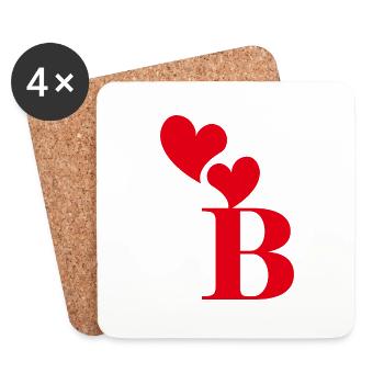 Buchstabe b rotes Herz - Untersetzer (4er-Set) - Weiß - Vorne