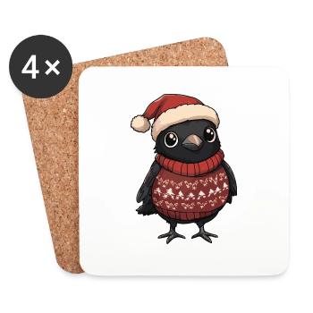 Bande dessinée de Noël Raven Crow - Dessous de verre (lot de 4) - blanc - Devant