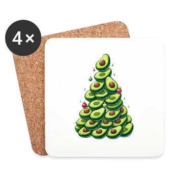 Christmas Avocado Christmas Tree Funny Vegan - Coasters (set of 4) - white - Front
