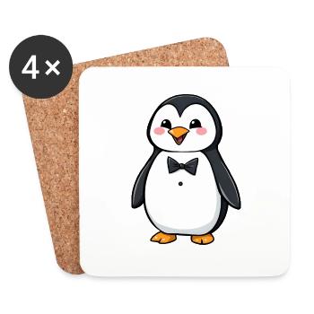 Elegant Black-Tie Penguin in Winter Wonderland - Coasters (set of 4) - white - Front