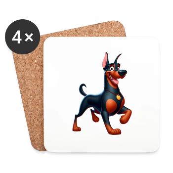 Dobermann 4 - Untersetzer (4er-Set) - Weiß - Vorne