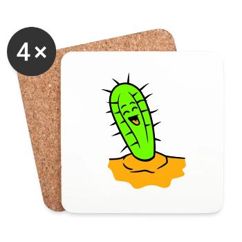 Laughing Cactus Cacti Face Prickly Desert - Coasters (set of 4) - white - Front