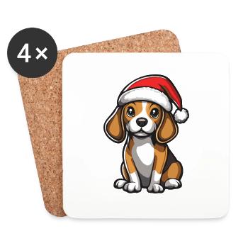 Beagle Hund Weihnachten Niedlich - Untersetzer (4er-Set) - Weiß - Vorne