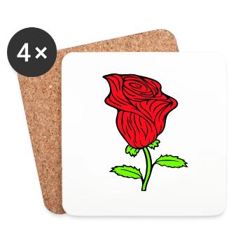 Jolie belle fleur de rose feuille roses romantique - Dessous de verre (lot de 4) - blanc - Devant