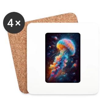 Oeuvre de méduse cosmique - Dessous de verre (lot de 4) - blanc - Devant