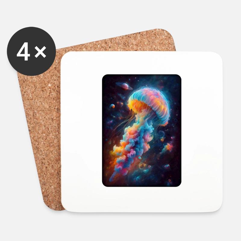 Kosmische Qualle Kunstwerk - Untersetzer (4er-Set) - Weiß