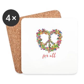 Love Flowers Liebe Blumen Peace Hippy Bunt Herz - Untersetzer (4er-Set) - Weiß - Vorne