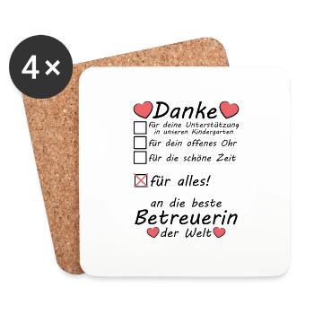 Beste Betreuerin Kita Kindergarten Danke sagen - Untersetzer (4er-Set) - Weiß - Vorne