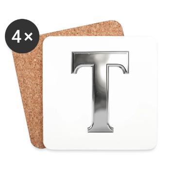 Chrome ,, T " Metallic - Untersetzer (4er-Set) - Weiß - Vorne