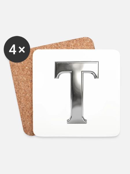 Chrome ,, T " Metallic - Coasters (set of 4) - white