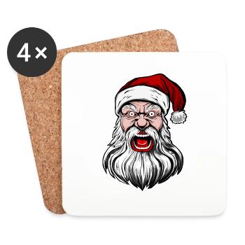 Gruseliger Böser Weihnachtsmann, Scary santa claus - Coasters (set of 4) - white - Front